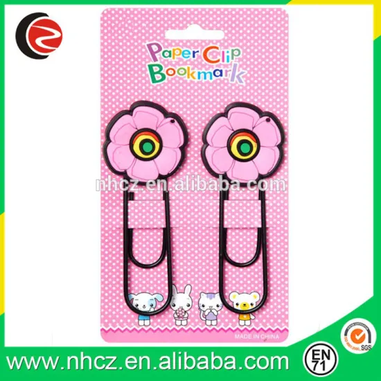 Sunflower Paper Clip Soft PVC Bookmark/ Metal Paper Clip