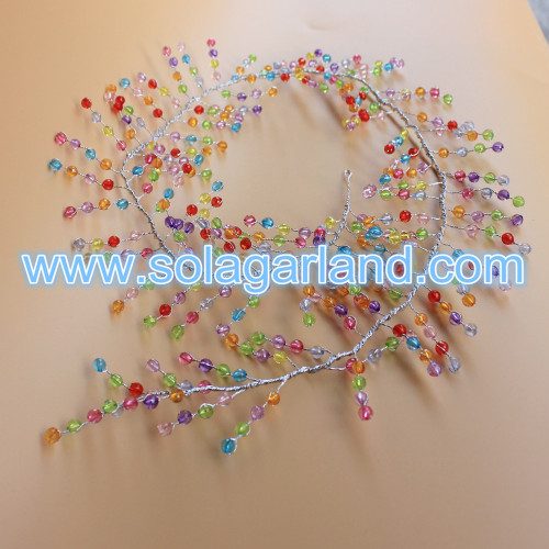 Faceted Crystal Bead Garland Wire Beaded Branch