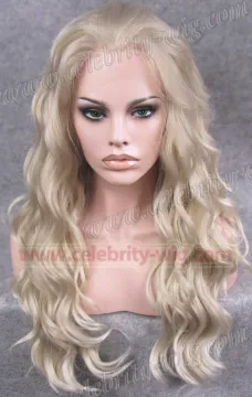Heidi Klum Supermodel Long Wavy Grayish Blonde Synthetic Lace Front Wig