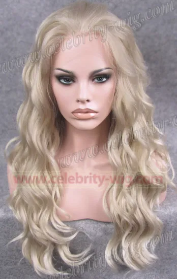 Heidi Klum Supermodel Long Wavy Grayish Blonde Synthetic Lace Front Wig