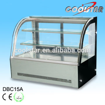 commercial tempered glass stainless steel cake refrigerating showcase