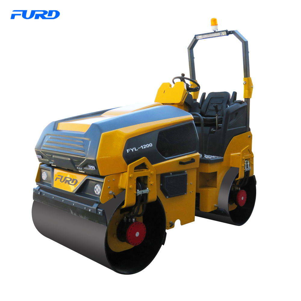 3ton double drum vibratory ride on road roller with long lifetime