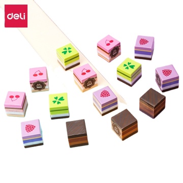 Cute Cake-Shaped Eraser Set for Kids - Deli 71056