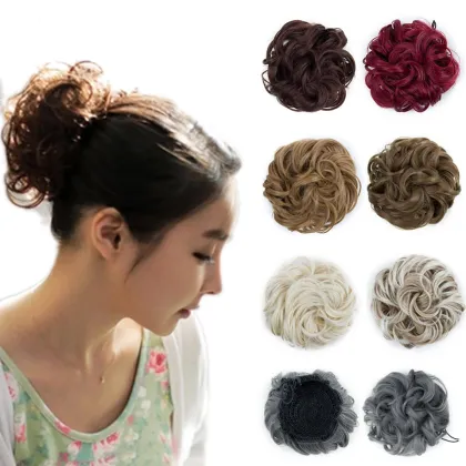 Wholesale Ombre Scrunchie Elegant Beauty Hair Bun Chignon Drawstring Wave Curly Synthetic Hair Chignon Bun For Women