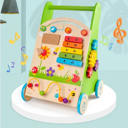 Solid Wood Baby Walker: A Multifunctional Toddler Trolley and Educational Toy