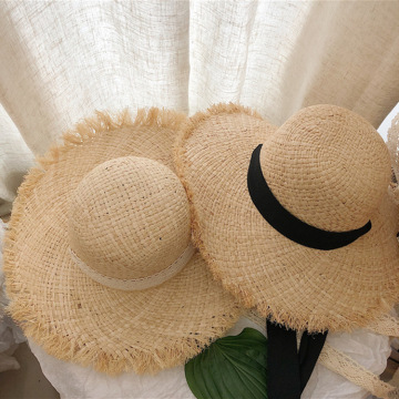 Korean Style Fresh Foldable Laffia Straw Hat for Spring/Summer