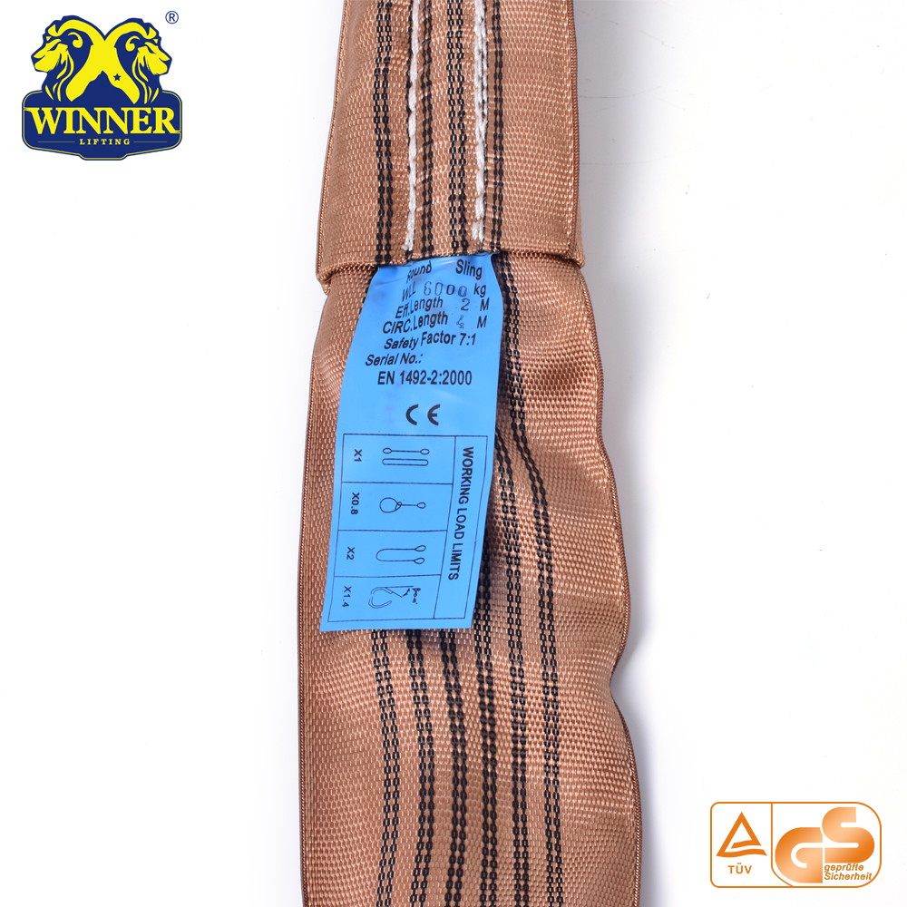 EN1492 Standard Polyester 6 Ton Round Sling For Lifting