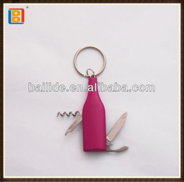 2017 Hot Selling 4 In1 Bottle Shape Multi Gift Key Ring Knife For Promotional