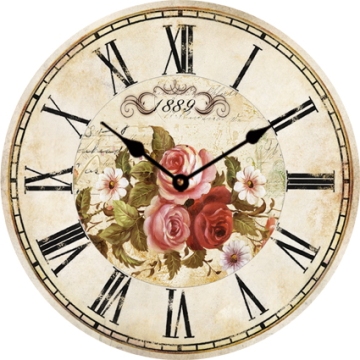 Roses Decoration Wooden Wall Clock