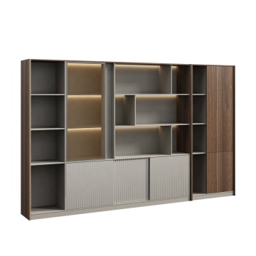 Three-Door Melamine Finish Data Filing Cabinet with LED for Staff Office Locker and Bookshelf