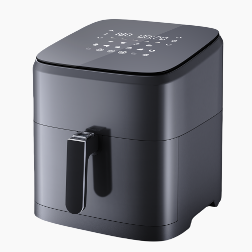 Moderne Heißluftfritteuse mit quadratischem Design und drehbarem Griff, 8,5 l