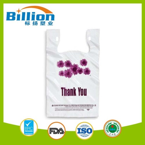 Custom Printed Biodegradable Transparent HDPE Packaging T-Shirt Plastic Bag