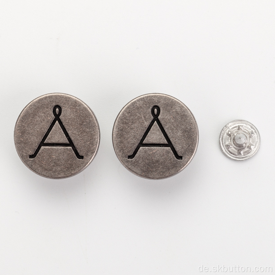 Gravierte Logo Legierung Vintage Jeans Buttons