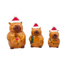 Conjunto de pote de armazenamento de 3 peças para capivara de Natal
