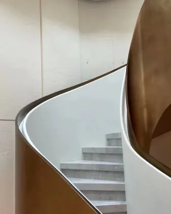 spray paint golden color Marble tread Curved Staircase