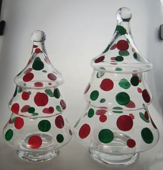 christmas tree shape glass jar with lid