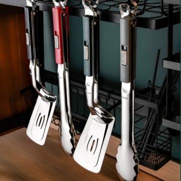 Anti-Scald Extended Handle Spatula Tongs Stainless steel slip-on steak clips