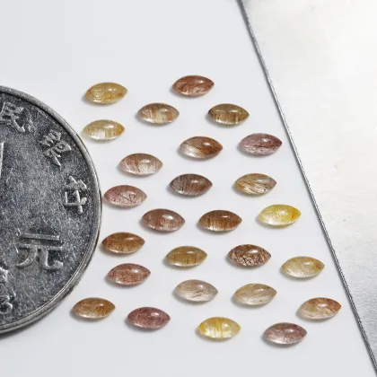 Natural Golden Rutilated Crystal Horse Eye Loose Stones