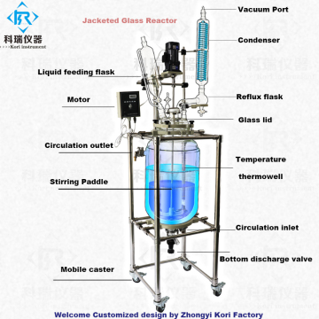 SF-50L glass reactor 50 liter jacketed