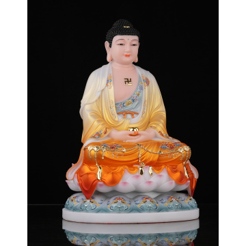 Сядзячая белая мармуровая статуя Буды Шак'ямуні