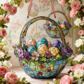 Vitray Paskalya Yumurtası Sepeti Akrilik Suncatcher