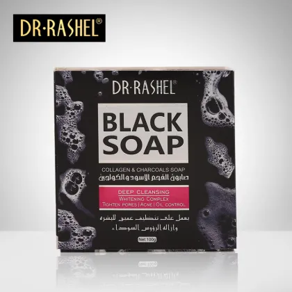 DR. RASHEL 100% Natural Face Cleaning Soap with Collagen and Charcoal Skin Whitening Soap