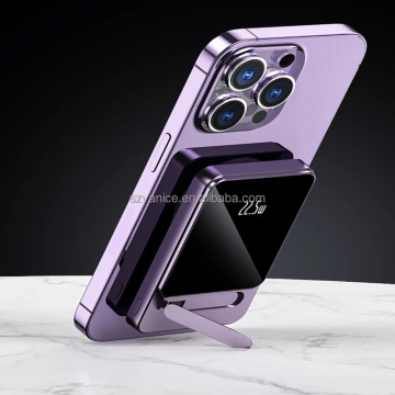 10000mAh Alloy Power Bank with Foldable Stand and Magnetic Charger for Phones