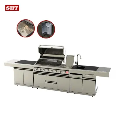 Modern Gas BBQ Grills 8 Burners European Style Outdoor Kitchen