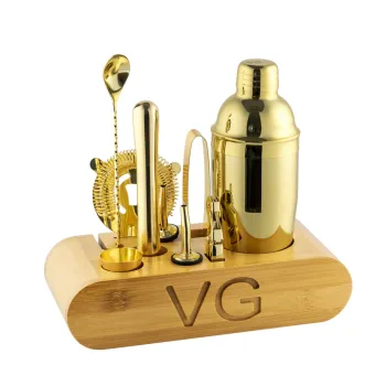 Gold Cocktail Shaker Set Bartender kit with Stand
