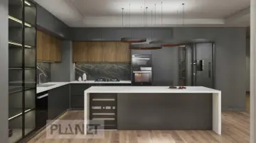 L Shaped Modern Black Kitchen Cabinets With Island