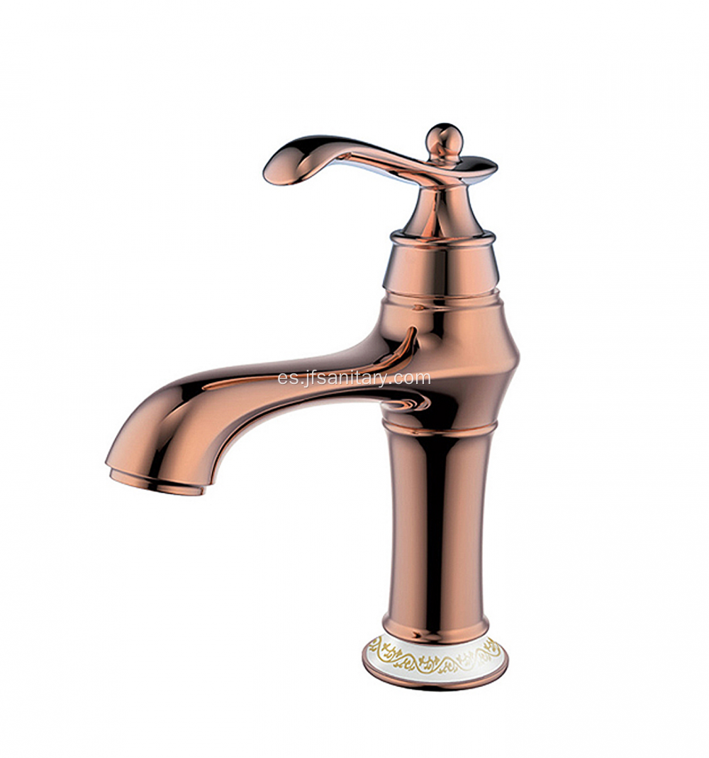 Grifo de lavabo vintage de una sola palanca de oro rosa