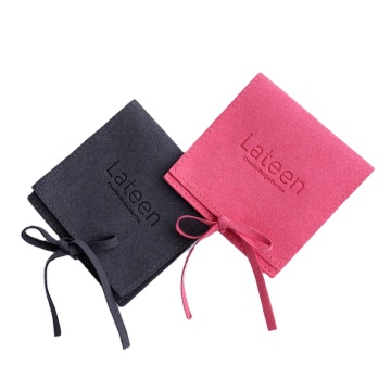 Logo personnalisé les plus récents pochettes de bijoux en microfibre rose en velours