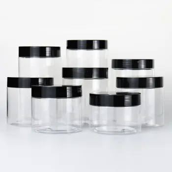 Transparent & Opaque PET Plastic Jars with Screw Top Lids - Various Sizes Available