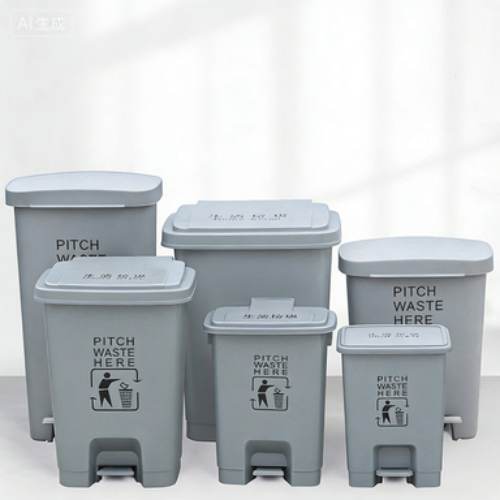 Modern Gray Foot-Step Trash Can for Daily Waste Disposal
