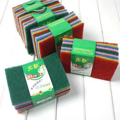 10pcs NEW Kitchen Home Scouring Scour Scrub Cleaning Pads Random Color 1set Sponges Brush