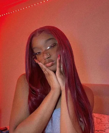 30 Inch Brazilian Red Straight Wig 13x4 Transparent Lace Frontal Human Hair Wigs Glueless Burgundy Closure Wigs for Black Women