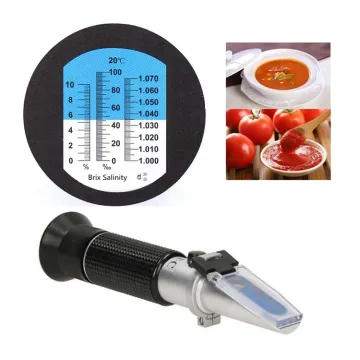 Handheld Refractometer for Salinity and Brix in Marine Aquarium - 0-100 Salinity & 1.000-1.070 sg Scale