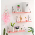 Wood Floating Shelf With Iron Rack Wall Mount