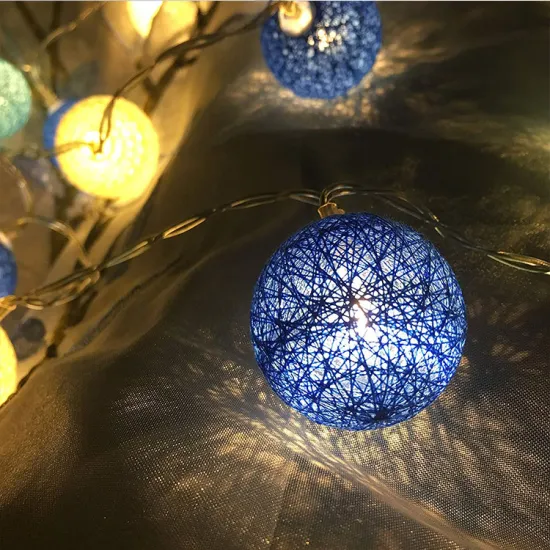 Battery Powered  LED Cotton Ball String Lights