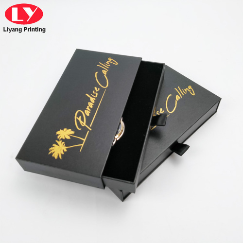 Cajón de logotipo personalizado Embalaje de caja de reloj de papel negro