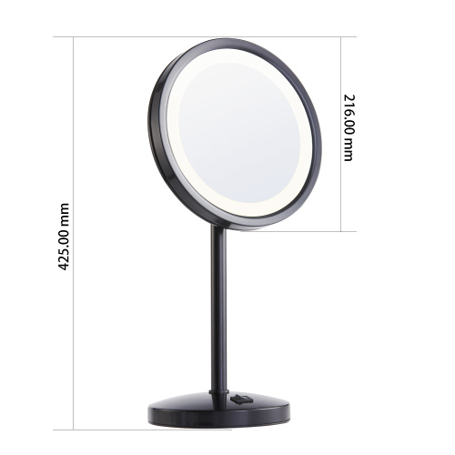 Matte black magnifying vanity mirror with light