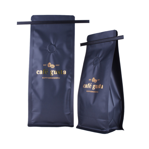 bolsa de café preta mate com gravata de lata de válvula