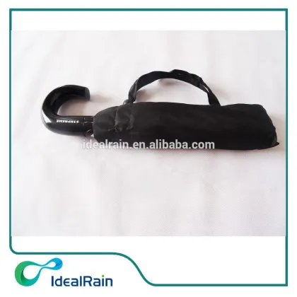 black automatic windproof totes umbrella with J hook handle