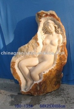 white marble rock statue