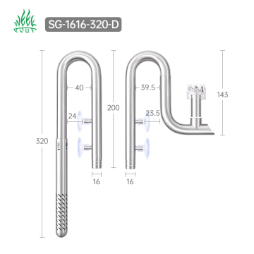 Set di tubi gily in acciaio inossidabile da 16 mm per filtro dell'acquario e serbatoio piantato
