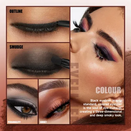 8-Color Black Brown Waterproof Smudge-Proof Gel Eyeliner