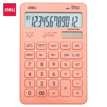 เครื่องคิดเลข Deli EM015: 12 บิต, 120 ขั้นตอน, พลังคู่ (แบตเตอรี่และแสงอาทิตย์), จอแสดงผลขนาดใหญ่