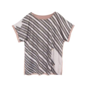 Women Crewneck Striped Short Sleeve T-Shirt Top Blouse
