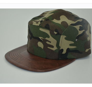Custom blank flat brim 5 panel snapback cap/hat camo baseball cap