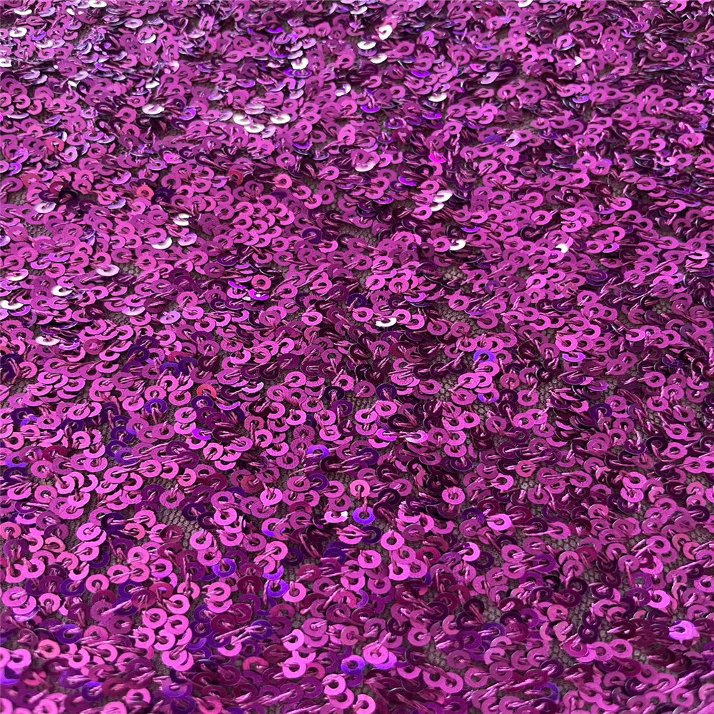 3MM Foam Sequins Spangle Embroidery on Stretch Mesh Fabric